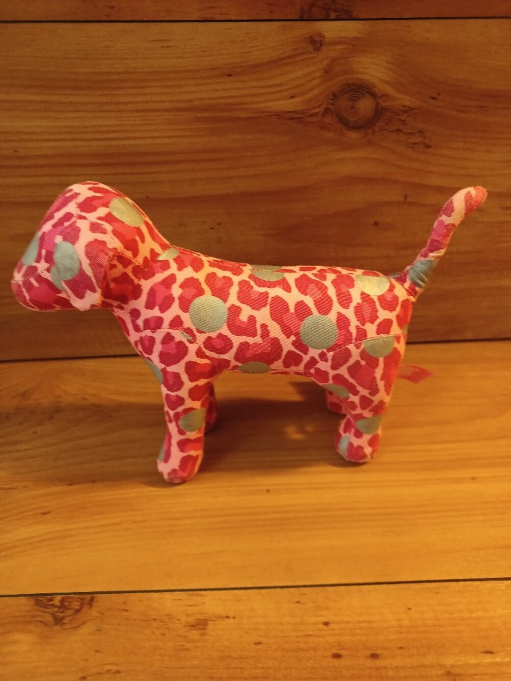 Victoria Secret Pink Leopard Silver Polka - Dot Pink Dog Plush Stuffed Animal